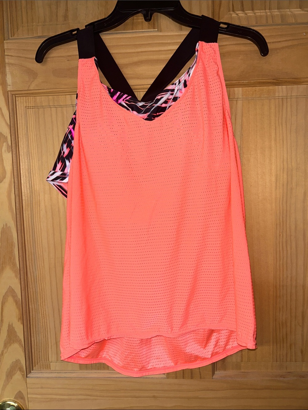 ZeroXposur Neon Coral Perforated Athletic Tank Top